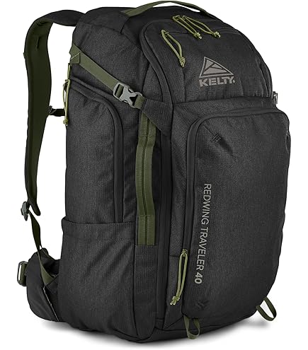 Kelty Redwing Traveler Backpack, Travel Pack with Wide U Zip Opening, Signature Wing Pockets, 30-50L Capacity (30L Black) : Sports & Outdoors