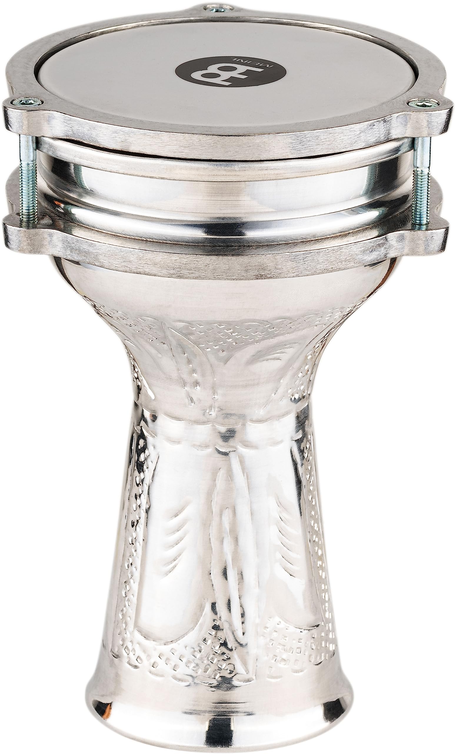 Meinl Percussion Mini Series Darbuka - Mini Handdrum - Hand Hammered Shell - Diameter 4.25 Inches - Aluminum, Silver (HE-051)
