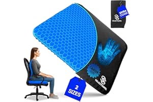 SelectSoma Super Large Gel Seat Cushion for Long Sitting - 18.5" x 17.5" - Breathable Cooling Design - Pressure Relief for Sciatica, Tailbone & Back - Office Chair, Wheelchair, Car & Truck Cushion