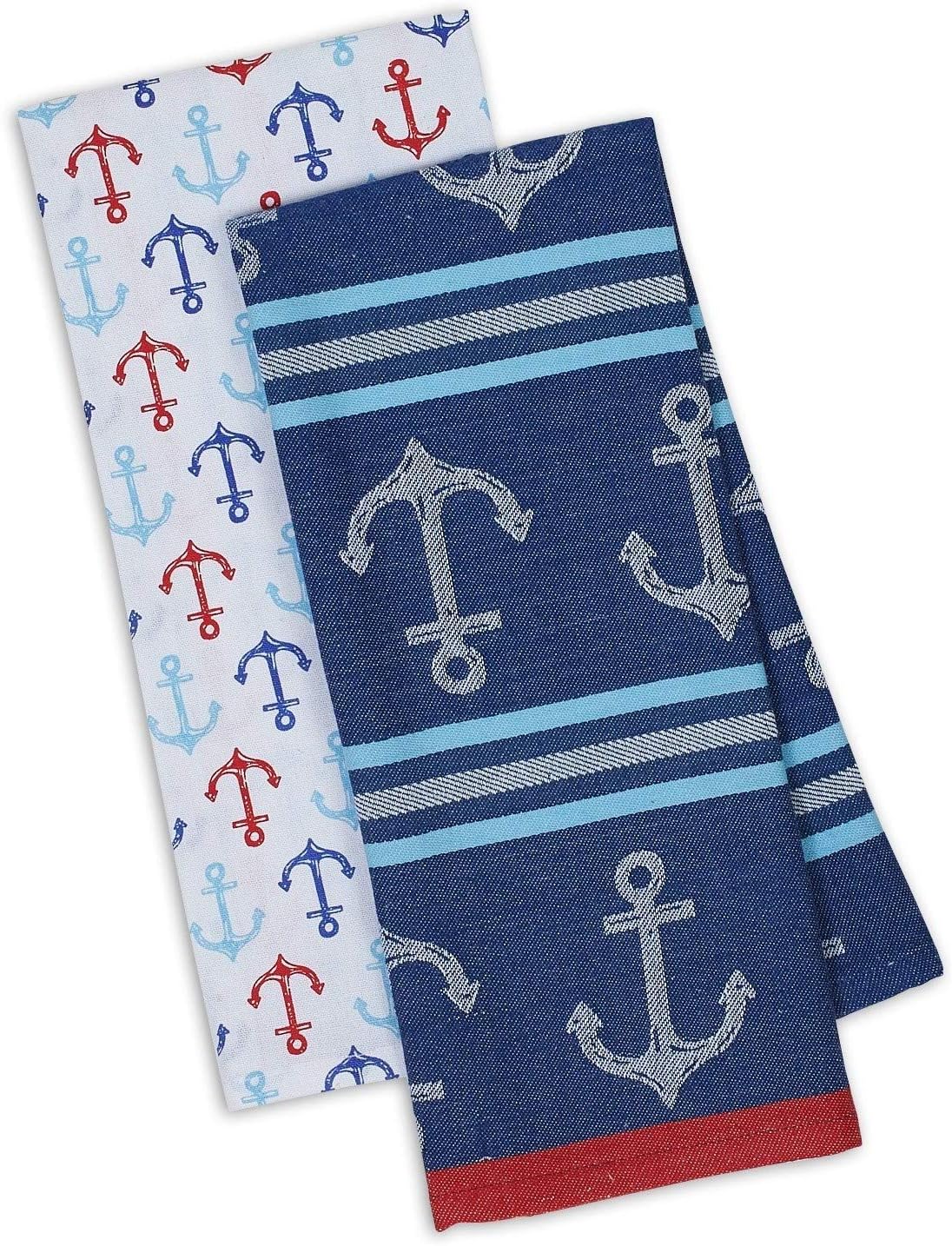 DII Nautical Kitchen Towels, Set of 2 Anchor Theme Hand