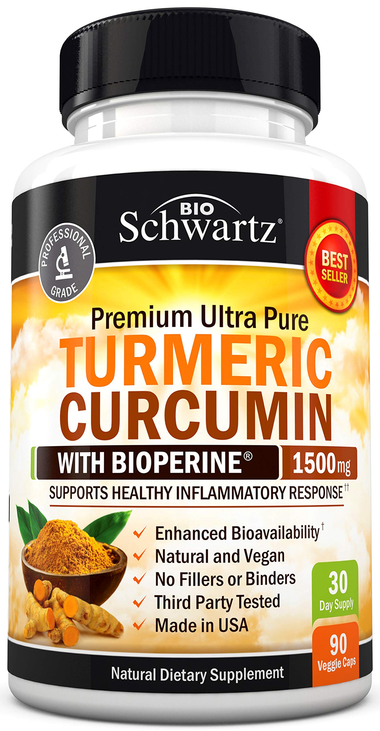 Turmeric Curcumin with BioPerine 1500mg. Highest Potency Available. Premium Joint & Healthy