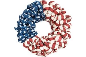 EGOLOT 20Inch Patriotic Burlap Wreath, 4th of July Summer Burlap Stripe and Stars Printed Wreath for The Front Door, Handcrafted Memorial Day American Flag Printed Home Decoration for Indoor and Outdoor