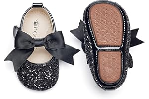 Kiderence Baby Girls Prewalker Mary Jane Flats Bowknot Princess Dress Shoes (Infant/Toddler)