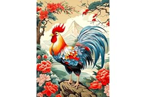 SANYUN Diamond Painting Kits for Adults, Roosters Diamond Art Painting for Beginner, Tree&Flower Diamond Dot Painting Kits, Perfect for Home Wall Decor (12x16inch)
