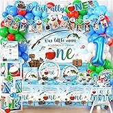 241Pcs Ofishally One Birthday Decorations,O Fishally One First Birthday Decorations for Boy, Our Little Man Is Ofishally Turning Theme Tableware Photo Banner Balloon Arch Backdrop Cake Topper