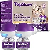 TopSum Cat Calming Pheromone Diffuser: Feline Pheromones Plug in for Stress, Alone At Home, Spraying, Fighting, Scratching, Aggression &amp; Excessive Meowing (Purple, 2Diffusers+3.2 Fl Oz)