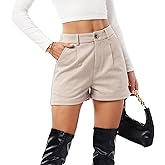 heipeiwa Women's Dressy Shorts Wool Blend Thick Mini High Waisted Work Casual Shorts with Pockets