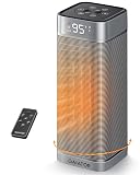 Gaiatop Space Heaters for Indoor Use, Portable Electric Heater with Thermostat, 1500W PTC Ceramic Room Heater with Remote, 5 Modes, 60° Oscillating, 12H Timer Fast Heating Bedroom Office Bathroom Home