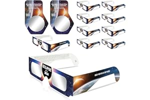 YIYEBFU Solar Eclipse Glasses Approved 2024, 10 Glasses+2 Photo Filter, CE and ISO Certified Eclipse Observation Glasses, Safe Shades for Direct Sun Viewing, Bonus Smartphone Photo Filter Lens