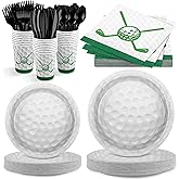 durony 168 Pieces Golf Party Decorations Including Golf Paper Plates Napkins and Cups Disposable Tableware Set for Golf Sports Theme Party Supplies Serve 24 Guests