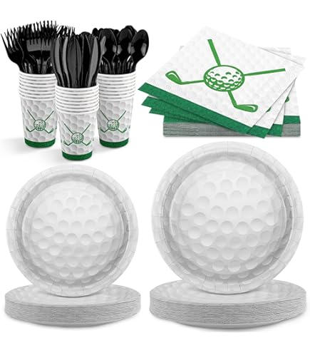 280pc Golf Theme Disposable Tableware - Plates, Cups, Utensils For 40 Guests