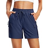 MAGCOMSEN Women's 5'' Hiking Cargo Shorts UPF 50 Quick Dry Lightweight Athletic Golf Outdoor Summer with Zipper Pockets