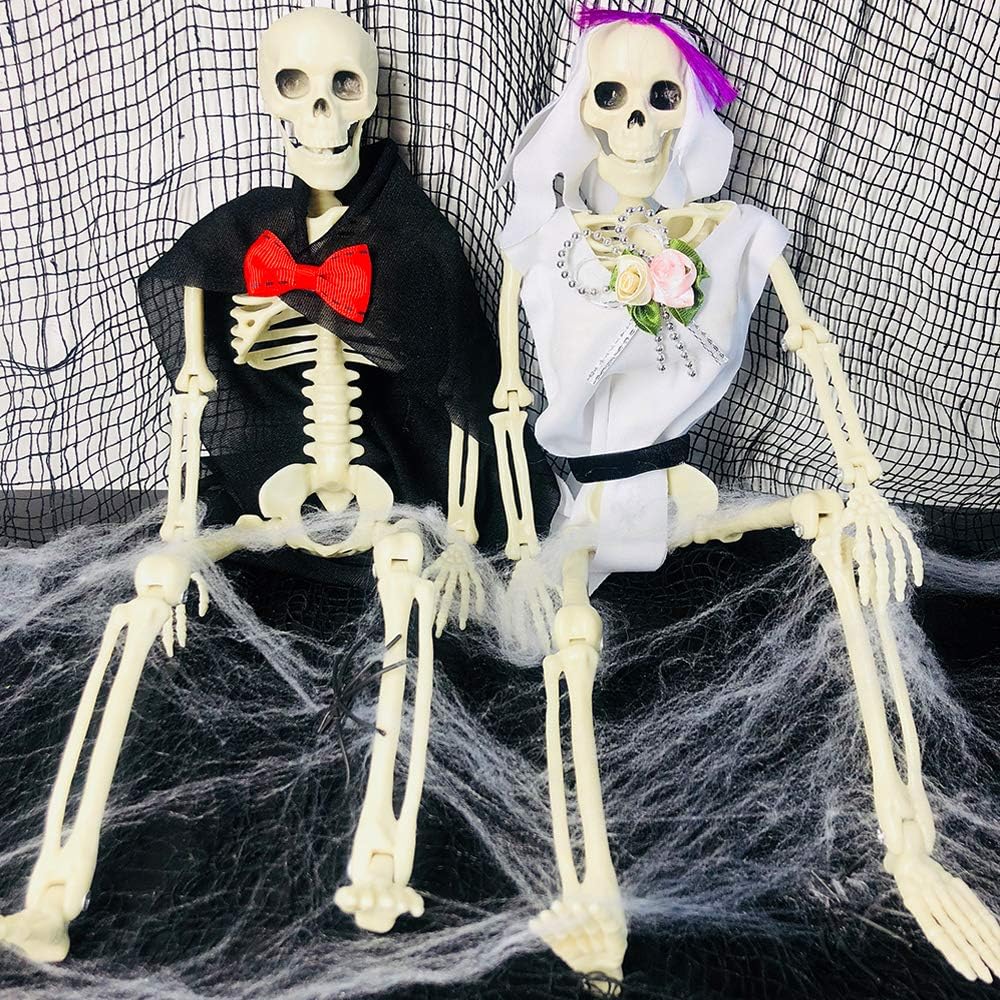 2 Sets 19&quot; Posable Halloween Skeleton Full Body Halloween