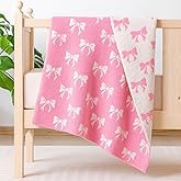 SmoothNovelty Pink Bow Baby Throw Blanket Cute Dual Side Microfiber Newborn Girl Swaddle Blanket 30 x 40 Inch Coquette Plush Preppy Nursery for Bed Sofa Receiving Newborn Baby Girl Boy Toddler Gift