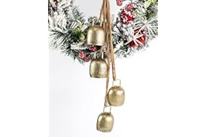 Christmas Bells Decor, Resonant Gold Bells, Christmas Hanging Bell for Bells Christmas Decor, Rustic Iron Decorative Bells, SEMPOMA