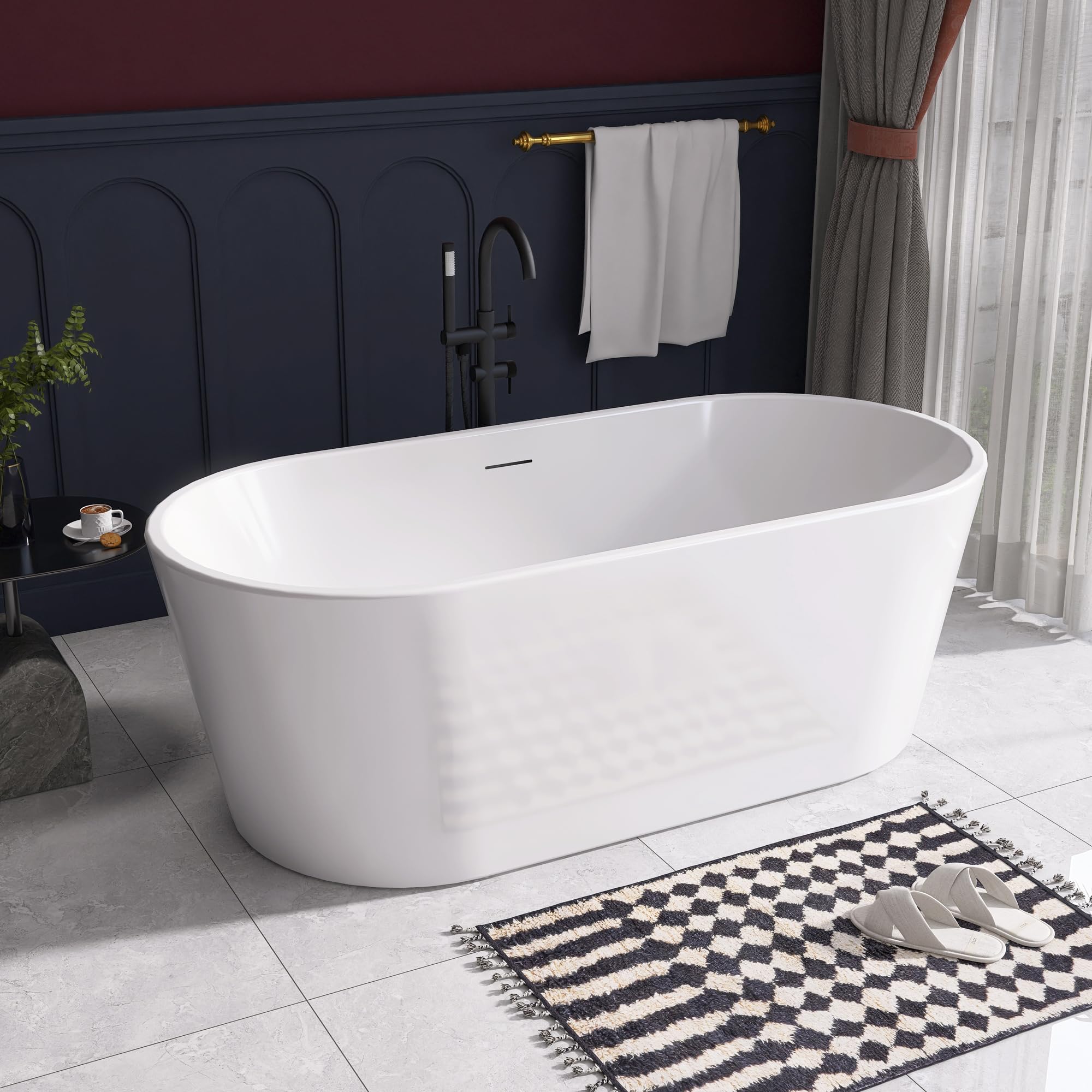 Photo 1 of ***DAMANGED ITEMS*** Yinzanw 67" Acrylic Free Standing Tub, Stand Alone Tub, Freestanding Bathtub, Soaking Bathtub, cUPC Certified, SW(Glossy White)