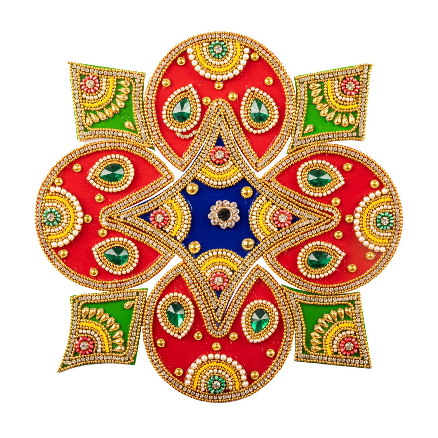 Tarini Gallery Floor Rangoli Acrylic Handcrafted Indian Traditional Home Décor for Diwali Festival Wedding Party Wall Interior Decoration and Gifting (Red Blue Green)