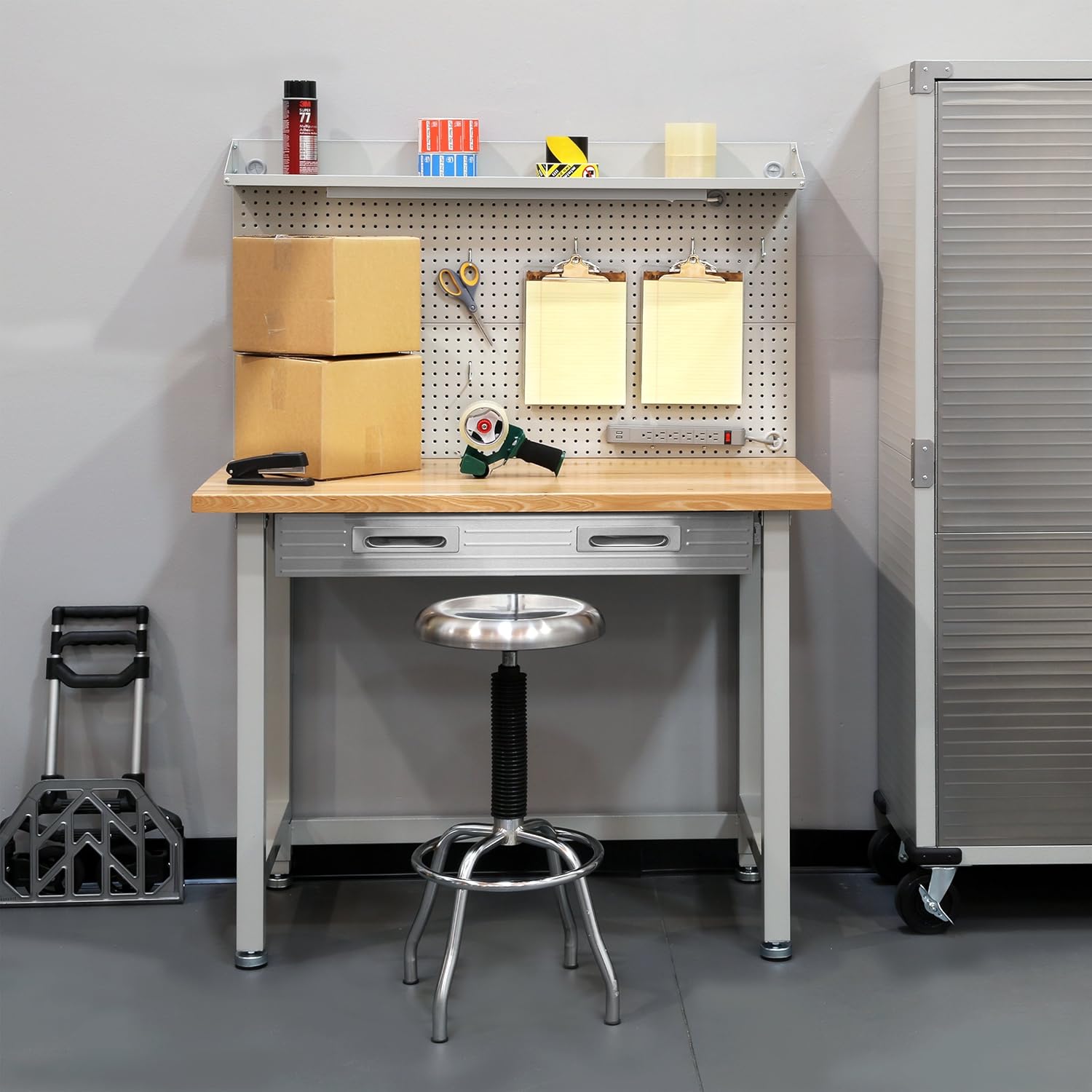 Seville Classics (UHD20247B) UltraHD Lighted Workbench (48L x 24W x 65.5H Inches) Stainless Steel: Furniture & Decor