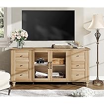 WAMPAT Farmhouse TV Stand For TVs Up To 75" - White Media Console With 4 Doors & Storage