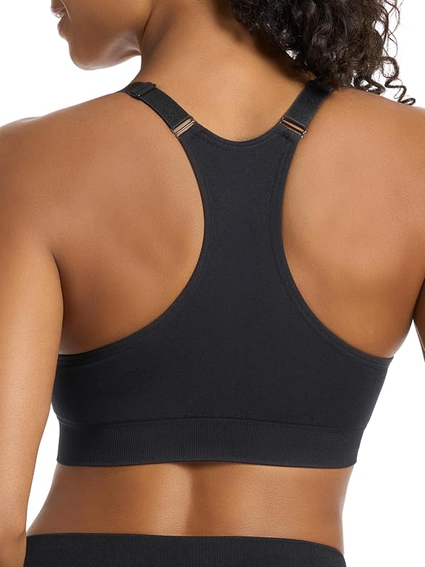 Pacote de 2 soutiens desportivos sem costuras para mulher, preto puma/cinzento urze, pequeno — foto 3 de 7