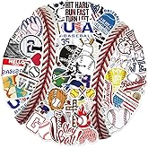 50 Pieces Baseball Stickers, Baseball Vinyl Sticker for Water Bottle, Helmet, Laptop, Phone, Baseman Gifts, Ball Party Favors, Sport Stickers Ballplayer Decorations for Kids Teens Boy
