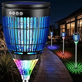 All‑in‑1 Solar Bug Zapper Outdoor, Electric Mosquito Killer Insect Trap | Flame &amp; Projection, Auto/Manual Modes, 4200V Electric Grid, IPX5 Waterproof Rechargeable for Patio, Garden, Yard, RV, Camping