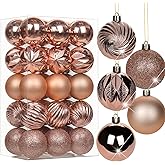 2.36" Christmas Ball Ornaments Rose Gold 30 Pcs Small Shatterproof Christmas Tree Decorations Xmas Tree Christmas Ornaments Balls with Hanging Loop for Wedding Holiday Party Wreath Home Decor