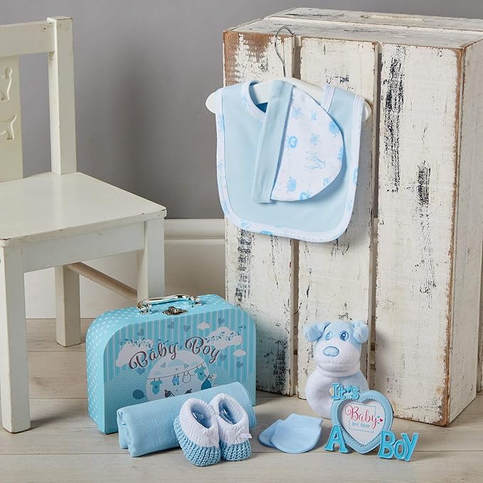Coffret Naissance Pour Bebe Garcon Avec Vetements Bebe Accessoires Bebe Couverture Bebe Doudou Licorne Bleu Et Hochet Baby Box Shop Bebe Puericulture Coffrets Cadeaux