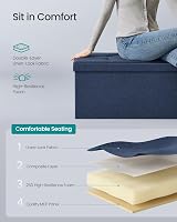SONGMICS MAZIE Storage Ottoman Bench 110 cm Folding Foot Rest Dark Blue view 5