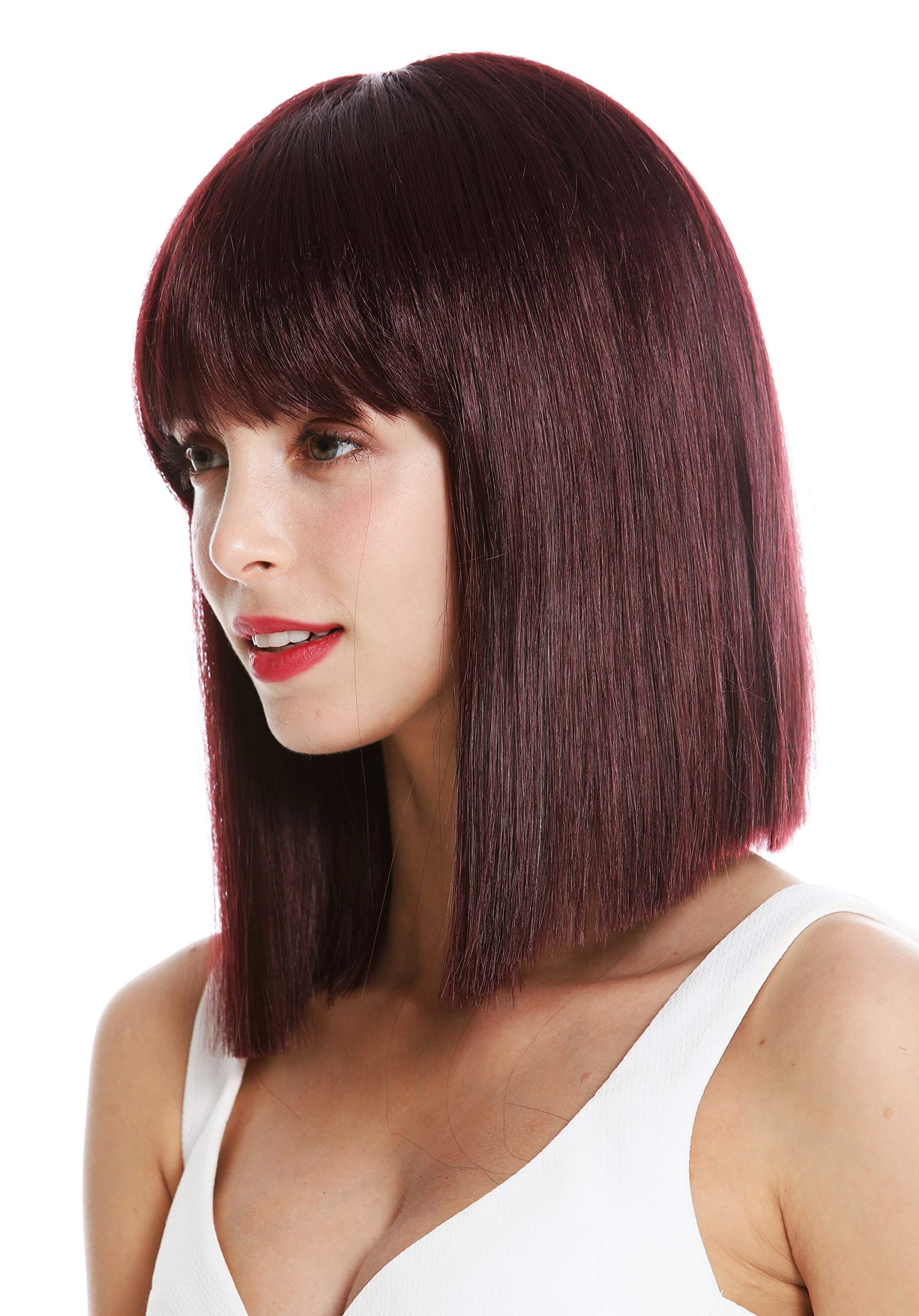WIG ME UP - VK-10-99J quality women's wig short shoulder length long bob sleek Cleopatra fringe Bordeaux red