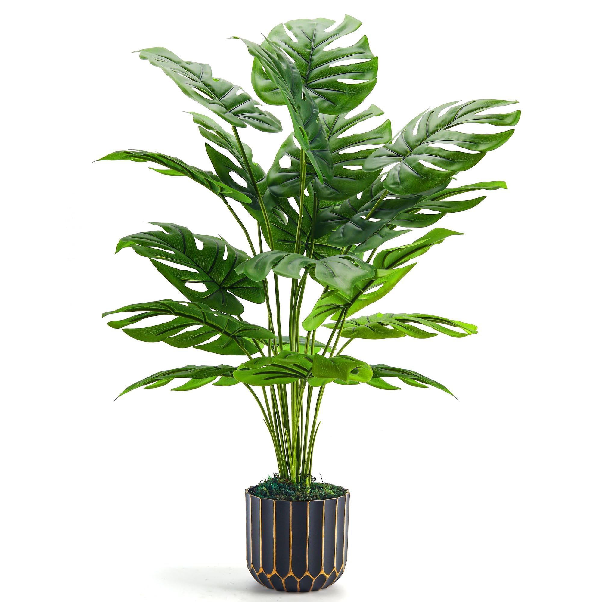 Photo 1 of Der Rose 28'' Fake Plants Tall Artificial Monstera Faux Plants Indoor for Living Room Home House Decor