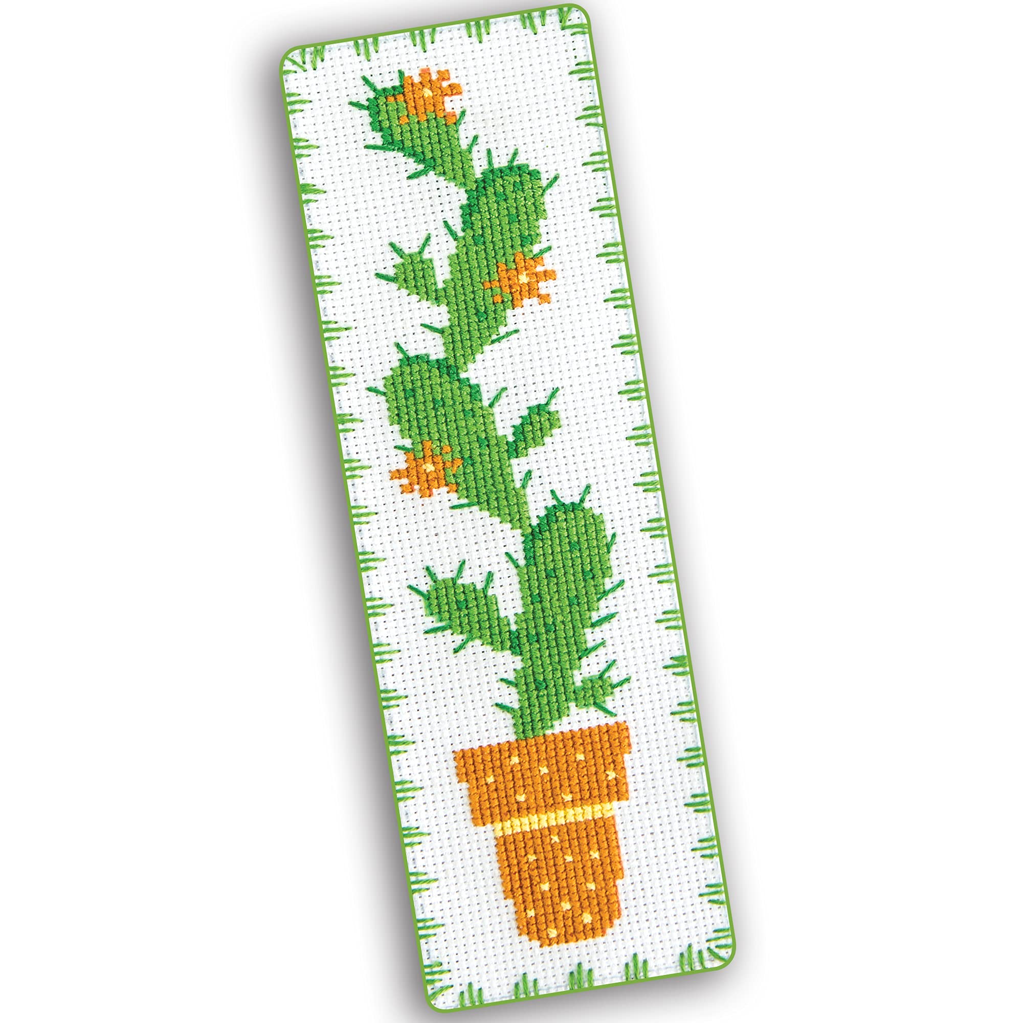 Povitrulya Counted Cross Stitch Kits for Adults or Kids “Cactus“ | Funny Hand Embroidery DIY Bookmark Kit