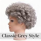 SHATCHI Afro Wig Curly Grey Unisex 60s 70s 80s Fancy Dress Costume view 2
