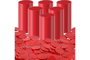 Coopay 600 Pieces Plastic Poker Chips Learning Counters Disks Bingo Chip Counting Discs Markers for Math Practice and Poker Card Game Tokens, Teaching Rewards, 38 mm/ 1.5 Inches (Red)