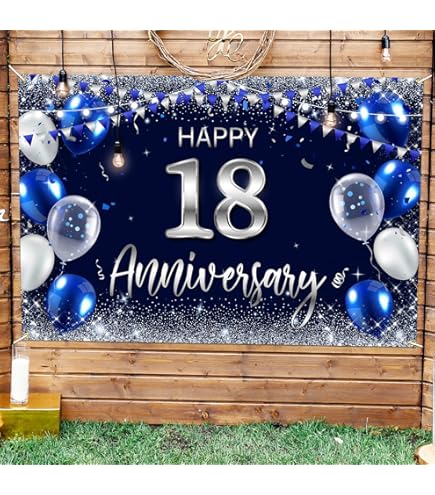 Happy 17th Anniversary!![水面下]　上位賞 Amazon.com: Happy 17th Anniversary Backdrop Banner Decor Navy Blue