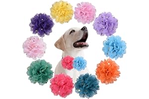 POSAPET 10 Pieces Dog Collar Flowers - Multi-Color Puppy Charms for Small, Medium & Large Dogs - Wedding & Party Pet Accessories - Photo Shoot Ready (Gender Neutral Design) ﻿