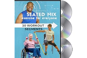 SEATED MIX CHAIR EXERCISE FOR SENIORS- 3 DVDs + 30 Exercise Segments + Resistance Band. Most Comprehensive Chair Exercise DVD