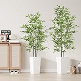 YOLEO 5.5FT Artificial Bamboo Tree with White Planter Indoor Decor view 7