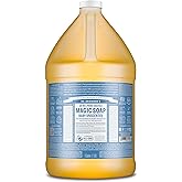 Dr. Bronner's Pure-Castile Magic Soap Liquid (Baby Unscented, 1 Gallon) – Made with Regenerative Organic Certified Oils- For Sensitive Skin, Babies, Face, Hair, Laundry, Dishes, Hand Soap & Body Wash