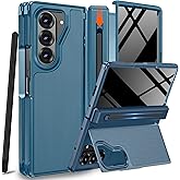 NINKI for Samsung Galaxy Z Fold 7 Case with S Pen Holder & Stylus and Invisible Kickstand, Privacy Screen Protector Hinge Phone Cover for Samsung Z Fold 7 Case with Slim S Pen Slot with Stand – Blue