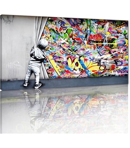 Amazon.com: Banksy Wall Art Graffiti Canvas - 28x40 Inches Built