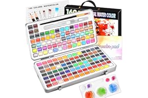 Gunsamg Watercolor Paint Set,160 Professional Watercolor Paints in Portable Box,Travel Water colors Set for Adults,Art Paint Set Art Supplies for Artists
