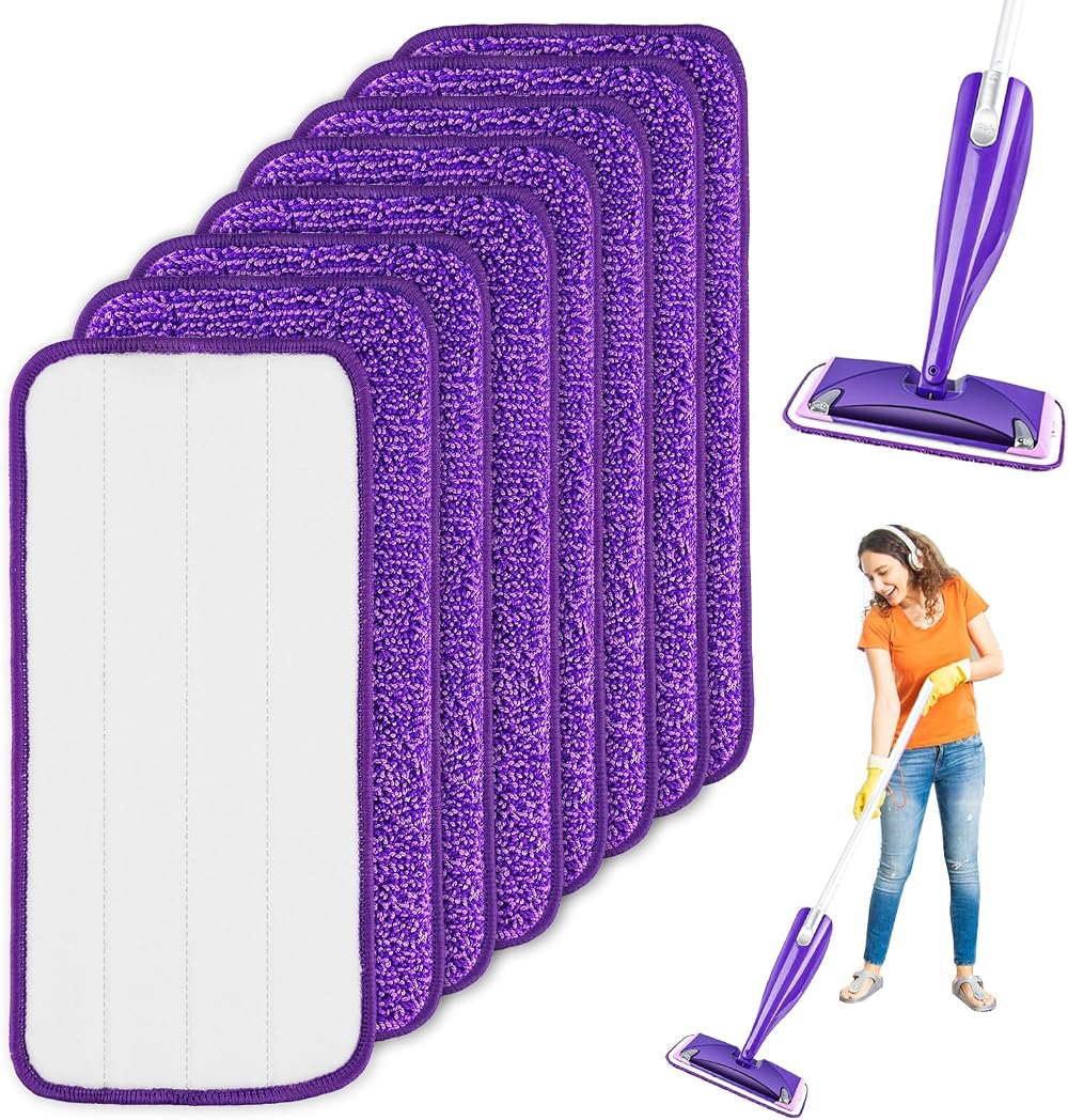 Vilida 8 Pack Microfibre Mop Refill Pads for Flash Power Mop Wet Dry