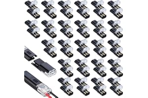 50 Pack Double-Wire Connectors, 2-Pin Low Voltage Quick Connect Plug Connector with Locking Buckle for LED Lights, Solderless