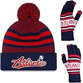 Vintage Classic Skull Cap 3D Embroidery Beanie Cuffed Winter Hat Knit with Touch Screen Gloves Gifts for Fans