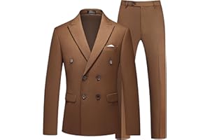 MOGU Mens 2 Piece Double Breasted Suit Slim Fit Tuxedo Blazer and Pants for Wedding Prom Homecoming