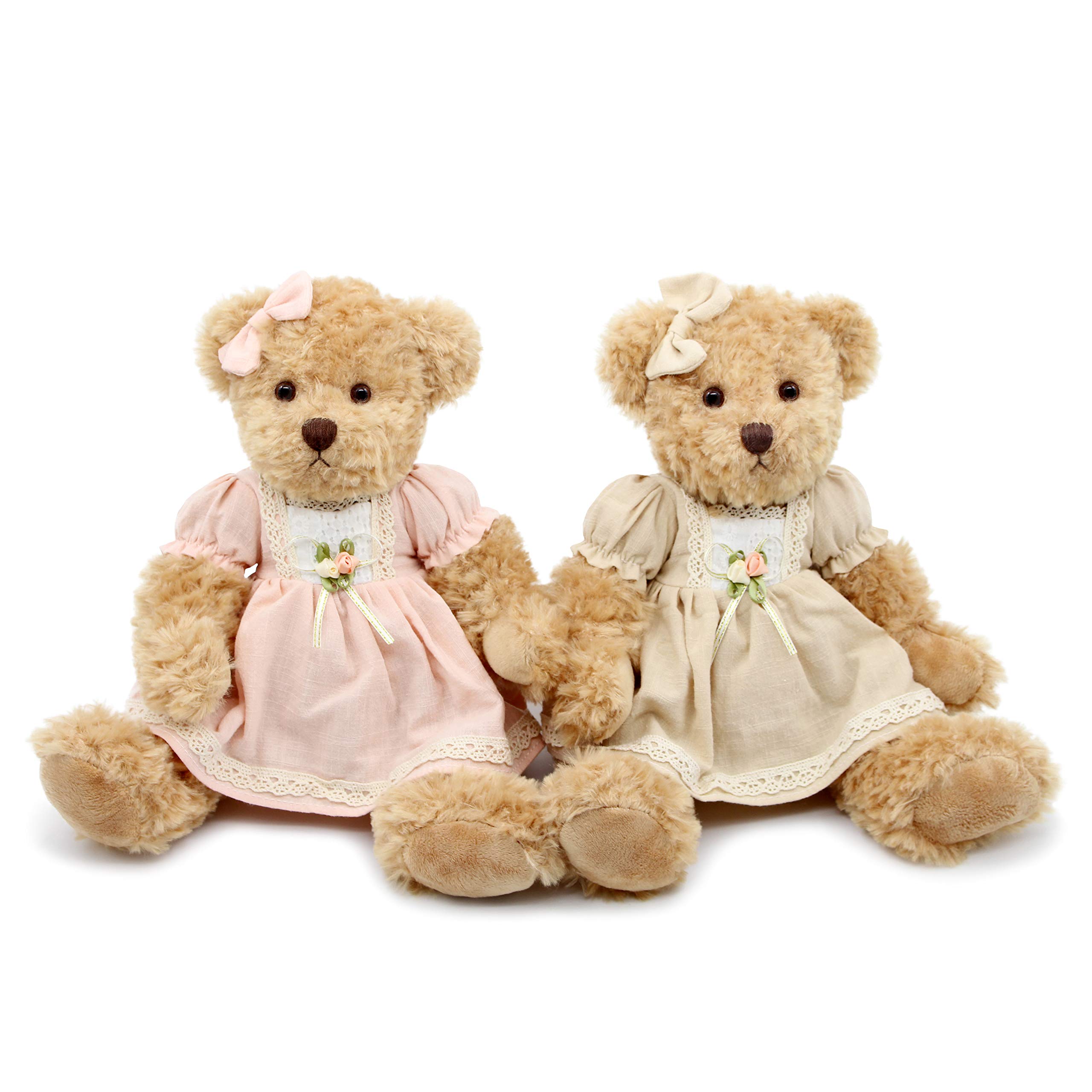 Photo 1 of oits cute 2-Pack Teddy Bear,Cute Stuffed Animal,Couple Gift Soft Plush Toy 11inch (Vintage Dress)