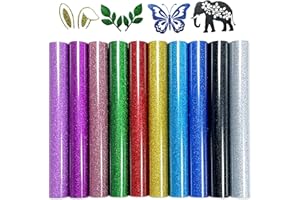 Efuncro- 10 Sheets Glitter HTV 12'' x 10'' Heat Transfer Vinyl Bundle,Iron on for T-Shirts. Bags. Heat Transfer Vinyl for All Cutting Machines - Easy to Cut and Weed (Multicolor)