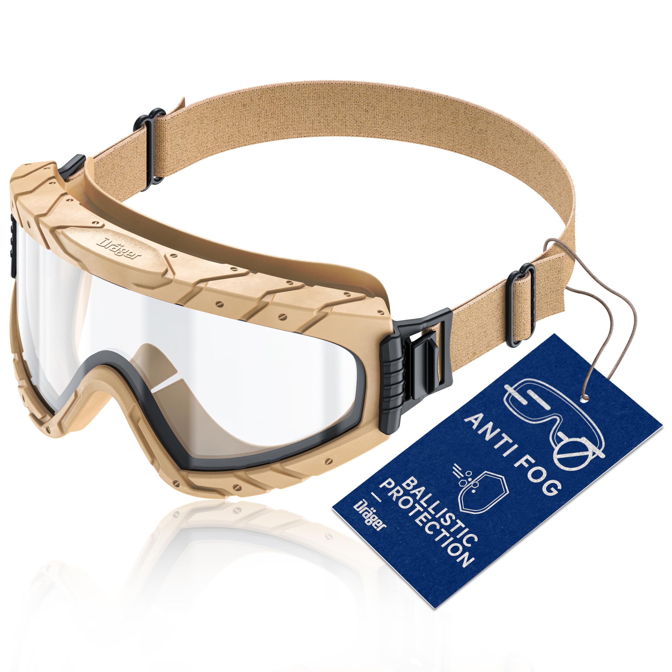 Dräger Safety Goggles X-pect 4900 | Eye Protective Work Spectacles for Professional or Personal Use | Suitable for eyeglass wearer| sand-colored
