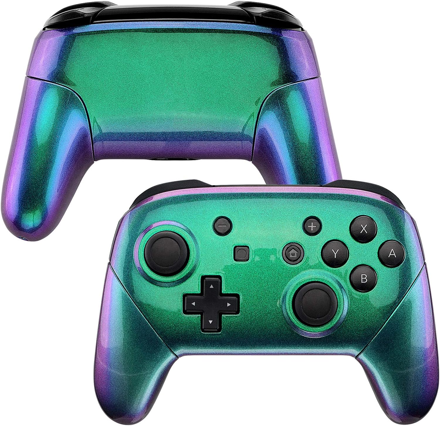 eXtremeRate Chameleon Faceplate Backplate Handles for Nintendo Switch Pro Controller, Green Purple DIY Replacement Grip Housing Shell Cover for Nintendo Switch Pro - Controller NOT Included: Computers & Accessories